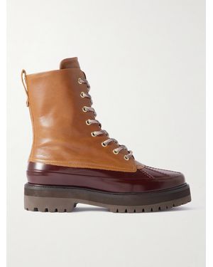 Varley Silo Topstitched Paneled Leather Ankle Boots - Brown