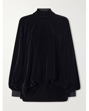 Valentino Garavani Tiered Gathered Velvet Blouse - Blue