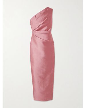 Solace London Kira One-Shoulder Satin-Twill Gown - Pink