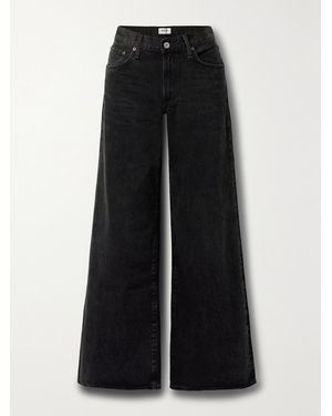Agolde Net Sustain Clara Baggy Low-Rise Flared Organic Jeans - Black