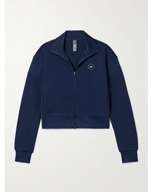 adidas By Stella McCartney Truecasuals Cropped Printed Recycled Tech-Jersey Track Jacket - Blue