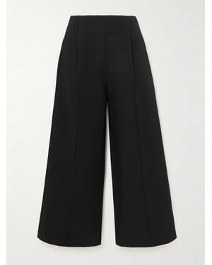 D'Estree Martha Linear Cotton-Faille Wide-Leg Trousers - Black