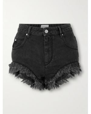 Isabel Marant Eneidao Fringed Denim Shorts - Black