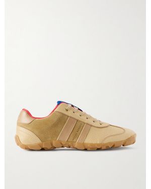 Wales Bonner Lizard-Effect Leather And Suede Trainers - Natural
