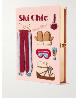 Olympia Le-Tan Ski Chic Embroidered Appliquéd Canvas Clutch - Pink