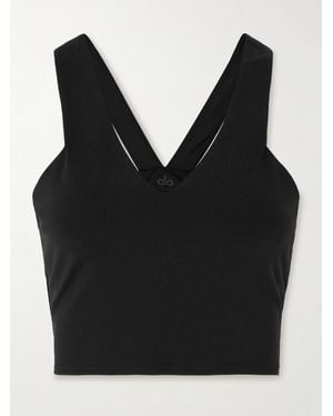 Alo Yoga Real Sport-Bh Aus Airbrush-Material - Schwarz