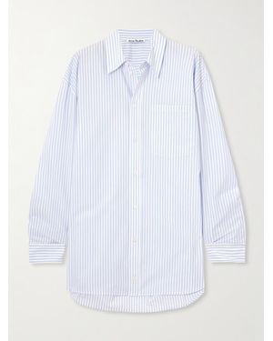 Acne Studios Oversized-Hemd Aus Gestreiftem Baumwoll-Oxford Mit Print - Weiß