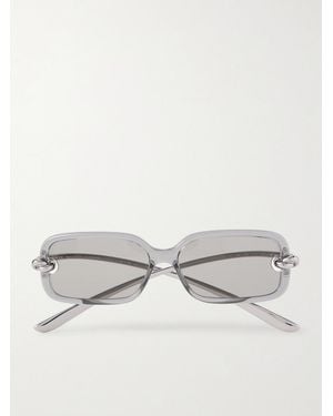 Bottega Veneta Knot Rectangular-Frame Acetate And-Tone Sunglasses - Grey