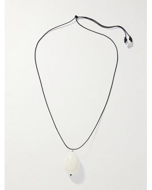 Gohar World Host Porcelain, And Cord Necklace - White