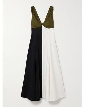La Ligne Christine Color-Block Cotton-Blend Midi Dress - White