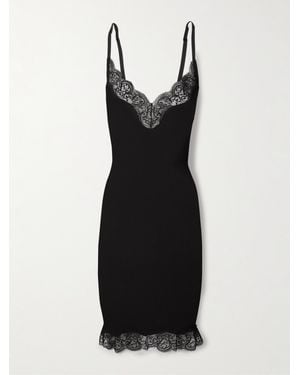 Saint Laurent Silk Lace Mini Dress - Black