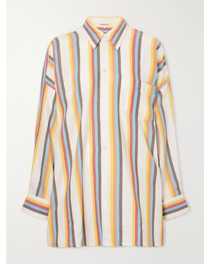 Marrakshi Life The Oversized Striped Cotton-Poplin Shirt - Natural