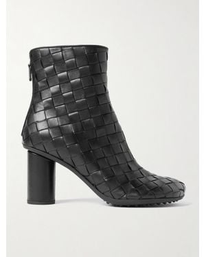 Bottega Veneta Atomic Intrecciato Leather Ankle Boots - Black