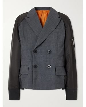 Sacai Shell-Trimmed Wool Blazer - Black