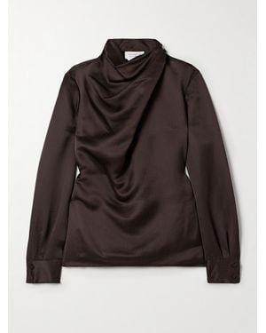 Gabriela Hearst Marcela Draped Hammered Silk Blouse - Brown