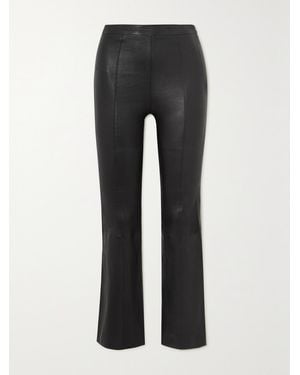 SPRWMN Panelled Leather Flared Trousers - Black