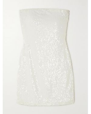 SPRWMN Strapless Sequined Stretch-Tulle Mini Dress - White