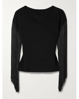 Altuzarra May Fringed Stretch-Knit Top - Black