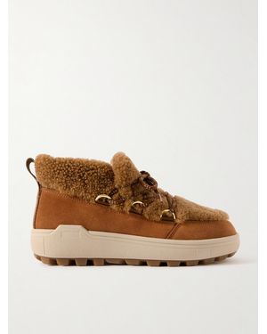 Bogner Suede-Trimmed Shearling Ankle Boots - Brown