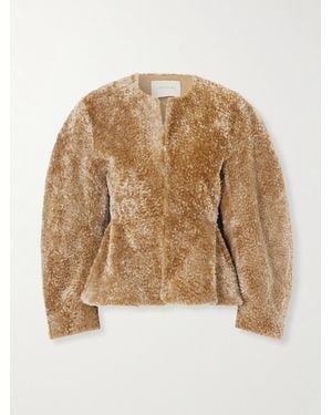 LIBEROWE Bear Shearling Peplum Jacket - Natural