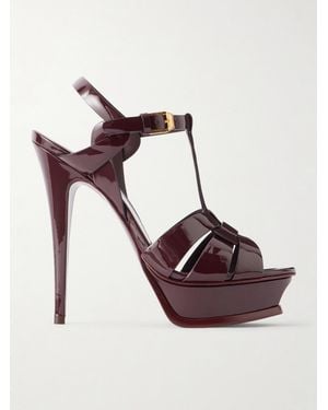 Saint Laurent Tribute Woven Patent-Leather Platform Sandals - Pink