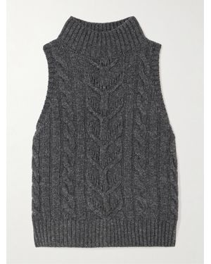 L'Agence Bellini Metallic Cable-Knit Sweater - Gray