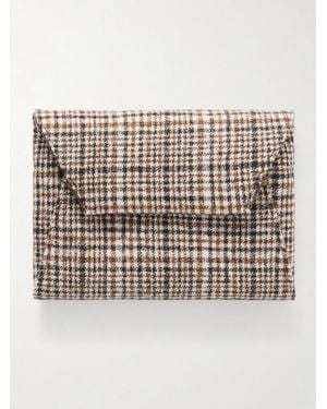 Brunello Cucinelli Checked Wool Clutch - Brown