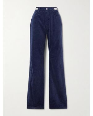 Rabanne Embellished Cotton-Corduroy Slim-Leg Pants - Blue