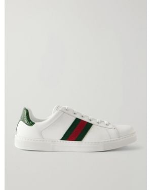 Gucci Ace 2.0 Webbing-Trimmed Leather Sneakers - White