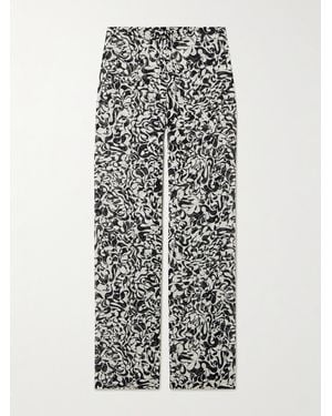 Dries Van Noten Hose Aus Bedrucktem Chiffon Mit Geradem Bein - Weiß