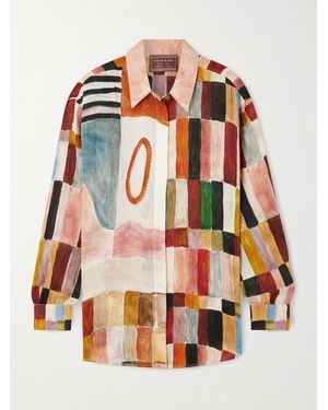 ALÉMAIS Lrnce Majorelle Hemd Aus Einer Bedruckten Leinen-Seidenmischung - Braun