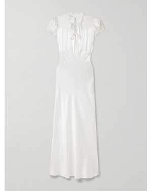 Rodarte Midikleid Aus Seidensatin Mit Spitzenbesätzen - Weiß