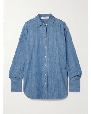 Another Tomorrow Oversized Organic Cotton-Chambray Shirt - Blue