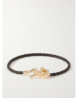 Bottega Veneta Knot-Plated And Intrecciato Leather Bracelet - Black