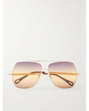 Chloé Aly Square-Frame-Tone Sunglasses - Natural
