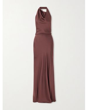 Jonathan Simkhai Robe Du Soir Dos Nu En Satin À Drapé Reannon - Violet