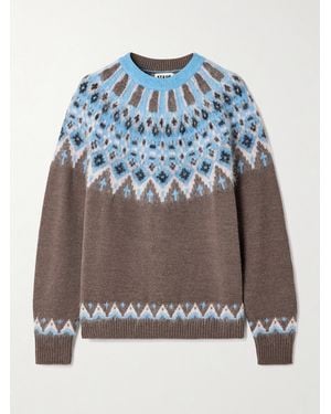 STAUD Zane Fair Isle Wool-Blend Jumper - Grey