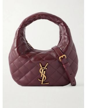 Saint Laurent Icarino Mini Matelassé Leather Shoulder Bag - Purple