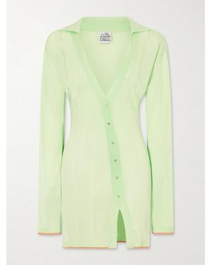 Donde Esteban Lulo Guayabera Stretch-Knit Mini Dress - Green
