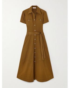 Emporio Sirenuse Giselle Belted Cotton-Drill Midi Shirt Dress - Natural