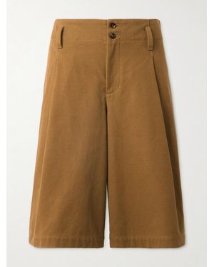 Chloé Pleated Cotton-Canvas Shorts - Natural