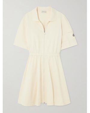 Moncler Pleated Cotton-piqué Mini Shirt Dress - Natural