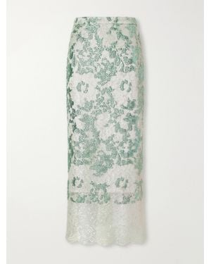 Costarellos Tamlin Sequin-Embellished Lace Midi Skirt - Green