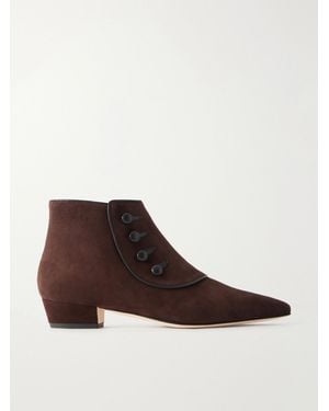 Manolo Blahnik Hironu 30 Leather-Trimmed Suede Ankle Boots - Brown