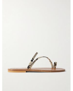 K. Jacques Actium Snake-Effect Leather Slides - Multicolour