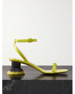 Loewe Petal Brush Patent-Leather Sandals - Yellow