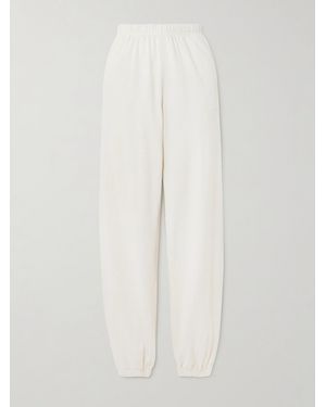 ÉTERNE Vinny Embroidered Tapered Cotton-Jersey Track Pants - White
