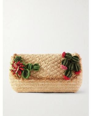 Anya Hindmarch Embellished Raffia Clutch - Neutre