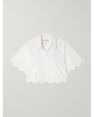 Saloni Dree Scalloped Broderie Anglaise Cotton-Poplin Shirt - White