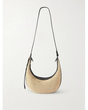 KHAITE Augustina Small Leather-Trimmed Raffia Shoulder Bag - White